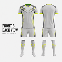 Conjunto de Camiseta y Pantalones Cortos de Fútbol Personalizados para Hombre, Cuello en V, Secado Rápido, Estampado Geométrico, para Partidos de Fútbol, OEM, ODM, Suministro al por Mayor