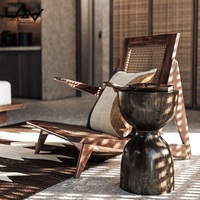 Fauteuil de loisirs avec rotin/osier naturel pour hôtel, restaurant, villa, salon, chaise longue en bois massif