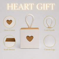 Scatola Regalo in Carta Kraft Bianca a Forma di Cuore Leabon con Manico in Corda Intrecciata, Scatola per Regali in Cartone, Vendita all'Ingrosso dalla Fabbrica