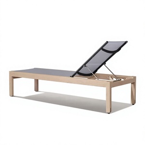 Chaise longue d'extérieur réglable en teck et maille respirante pour projet de piscine d'hôtel moderne - Product Image 5