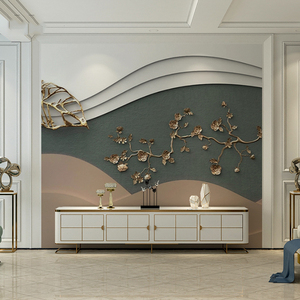 8D-Dreidimensionales Wandtuch Fernsehhintergrund Wand Wohnzimmer Schlafzimmer Tapete Relief abstrakt Zweig Flusslinie Wandbild - Product Image 2