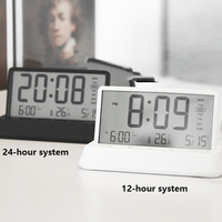 Horloge de table numérique multifonctionnelle Reloj Réveil Réveil Transparent Horloge de bureau numérique Affichage Température Semaine Calendrier
