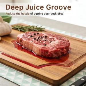 Ensemble de 3 planches à découper en bambou pour la cuisine, planches à découper en bois épais avec rainure profonde pour <span class=keywords><strong>le</strong></span> jus, pour la viande, les <span class=keywords><strong>l</strong></span>égumes, la préparation du barbecue - Product Image 3