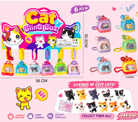 Jouet en plastique mignon chat, boîte mystère, capsule surprise avec anneau à suspendre, jouets de jeu d'imitation pour animaux de compagnie, kit de mini-poupées pour enfants
