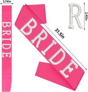 وشاح العروس الوردي الساخن مع اللؤلؤ وأحجار الراين العروس مضحك ليكون وشاح زينة حزب العازبة - Product Image 2