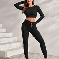 Ensemble de yoga pour femmes, leggings à manches longues, ensemble de fitness pour la salle de sport, vêtements de course, survêtement, tenue de sport, vêtements de yoga push-up