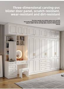 Armario de Dormitorio Moderno Nórdico, Armario de Almacenamiento de <span class=keywords><strong>Ropa</strong></span>, Armario de Pared Blanco con Cajones y Mesa de Maquillaje - Product Image 5