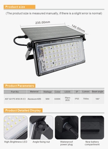 Reflectores Solares LED Aglare Portátiles de Aluminio Fundido a Presión, IP65, Impermeables con Sensor de Luz, 50W 100W 150W 200W - Product Image 5