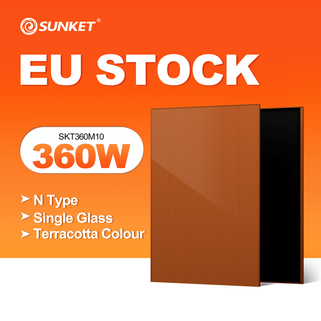 Germany Solar Power Panels 360W Bifacial Photovoltaic Topcon 182mm Solar Panel Orange/Red Colorful Mono Module Price EU Stock