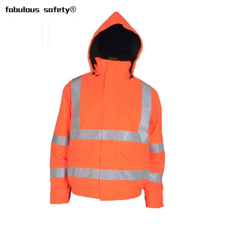 Pakaian Kerja Jaket Keselamatan Hi Vis Hangat Musim Dingin OEM