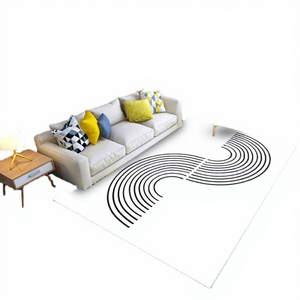 EiffelHome Tela de Terciopelo de Poliéster de Peso Medio en Blanco y Negro con Reverso Antideslizante 1000GSM, Diseño Moderno y Abstracto para el Hogar - Product Image 2