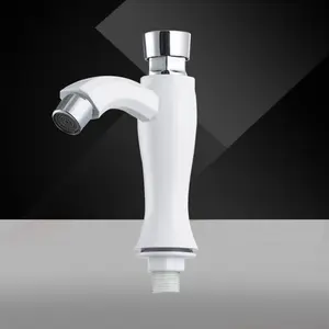 white color good price time-lapse save water auto stop cold water tap brass valve core self-closing water tap