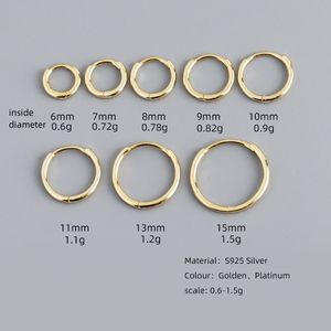 Orecchini a Cerchio Classici in Argento Sterling 925 Placcato Oro 18k, Forma Rotonda 6-15mm, Gioielli all'Ingrosso per Europa e America - Product Image 6