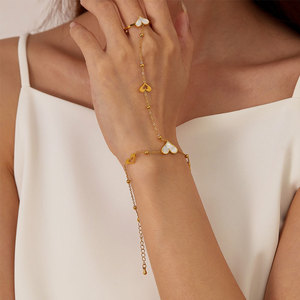 Bracelet Cœur en Acier Inoxydable 316L Anti-ternissement Plaqué Or PVD 14k 18k pour Femme, Chaîne de Main de Mariée et Bague - Product Image 2