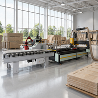 Scie à panneaux de porte CNC automatique à quatre bords avec contrôle intelligent pour le traitement des panneaux de meubles en bois