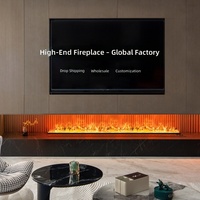 Cheminée électrique encastrée en acier inoxydable avec simulation de flamme réaliste, humidification et évaporation 3D pour la décoration de la maison et du salon