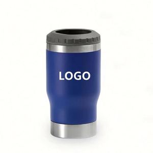 Porte-bouteille isotherme en acier inoxydable à double paroi, personnalisé, portable, 4 en 1, avec couvercle en plastique, 14 oz, pour canettes de bière - Product Image 1