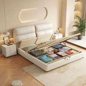 <span class=keywords><strong>Lit</strong></span> en cuir résistant à l'usure, design confortable et doux, en pin massif pour meubles de chambre à coucher modernes, projets hôteliers - Product Image 3