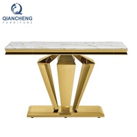 QIANCHENG – meuble de maison moderne en acier ss, vente en gros, plateau en marbre, table console d'entrée dorée de luxe