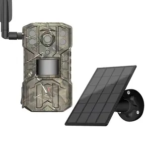 Câmera infravermelha para caça ao ar livre, câmera sem fio 4G LTE para trilha de caça, jogo sem fio, painel solar com suporte para 2K, OEM ODM Gua