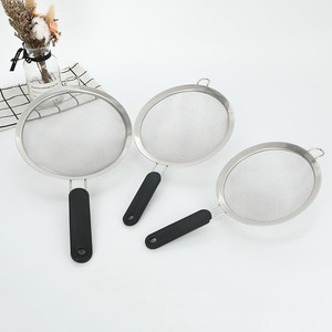 Stainless Steel <b>Strainer</b> With Black Handle Fine <b>Mesh</b> For Deep Frying Snacks - Product Image 3