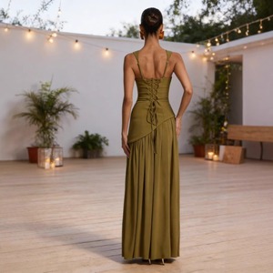 Abito Estivo 2026 Senza Maniche <span class=keywords><strong>con</strong></span> Spalline, <span class=keywords><strong>Vestito</strong></span> Aderente <span class=keywords><strong>con</strong></span> <span class=keywords><strong>Spacco</strong></span> e Nastro per <span class=keywords><strong>Donna</strong></span>, Gonna Lunga Plissettata - Product Image 4