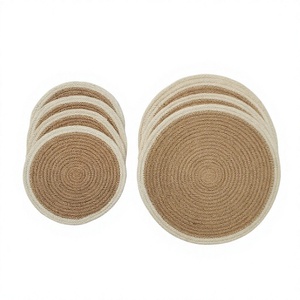 Custom 8-Piece Luxury Braided Jute <b>Round</b> <b>Placemats</b> Non-Slip Washable Eco-Friendly Home Dining Decor - Product Image 1