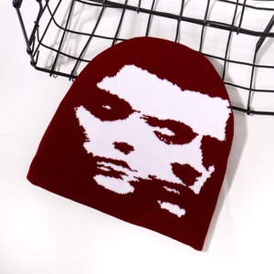Bonnet Y2K personnalisé avec logo, motif visage abstrait, tricoté, doux et extensible, style streetwear gothique, <span class=keywords><strong>ski</strong></span>, rétro, urbain, pour l'hiver - Product Image 5