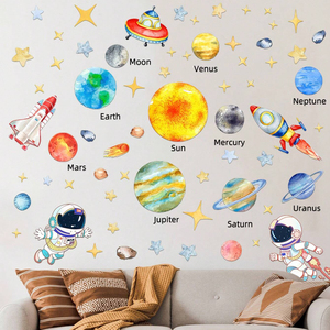 Autocollant mural pour chambre d'enfant, système solaire, fusée spatiale, dessin animé, pour la décoration de la maison - Product Image 4
