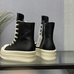 Stivaletti Invernali da <span class=keywords><strong>Uomo</strong></span> di Lusso Firmati Owens in Vera Pelle con Suola Spessa, Cerniera e Lacci Rialzati - Product Image 3