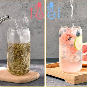 Botella de vidrio personalizada de 16 oz (500 ml) con tapa de bambú y pajita, botella de cerveza, vasos de cerveza, botella de refresco con tapa y pajita - Product Image 3