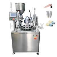Hone Semi Auto loción pasta cosmética tubo de plástico relleno semiautomático tubo suave llenado y máquina de sellado térmico ultrasónico
