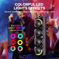 Altavoces Portátiles Dobles de 8 Pulgadas*4 para Fiestas, Iluminación LED RGB, USB, FM, AUX, TWS, Funciones de Karaoke para Exteriores, Gran Potencia
