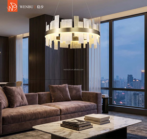 โคมไฟระย้าหินอ่อนทรงกลมสไตล์ร่วมสมัยสำหรับห้องนั่งเล่นวิลล่าและโรงแรม - Product Image 3