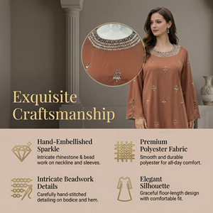 Abaya Modeste Ornée pour Femme, Longue, Coupe Ample, Idéale pour les Occasions Spéciales, Commande en Gros - Product Image 2