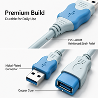 Cable de Extensión USB 2.0 de Alta Velocidad Qiulink, Cable Extensor USB A Macho a Hembra, Cable de Sincronización de Datos y Carga para PC y Laptop