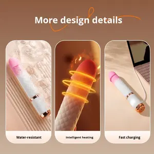 Beheizbarer Teleskop-<span class=keywords><strong>Dildo</strong></span>-Vibrator mit Stoßfunktion aus Silikon, starkem Saugnapf und realistischer Textur, Sexspielzeug für Erwachsene für Frauen - Product Image 2