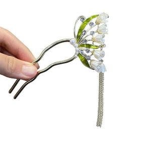 กิ๊บติดผมประดับพู่ห้อยเพทายลายดอกลิลลี่ออฟเดอะแวลลีย์ สไตล์วินเทจ คลาสสิก หรูหรา แบบจีนโบราณ เครื่องประดับผมสำหรับงานแต่งงาน - Product Image 5