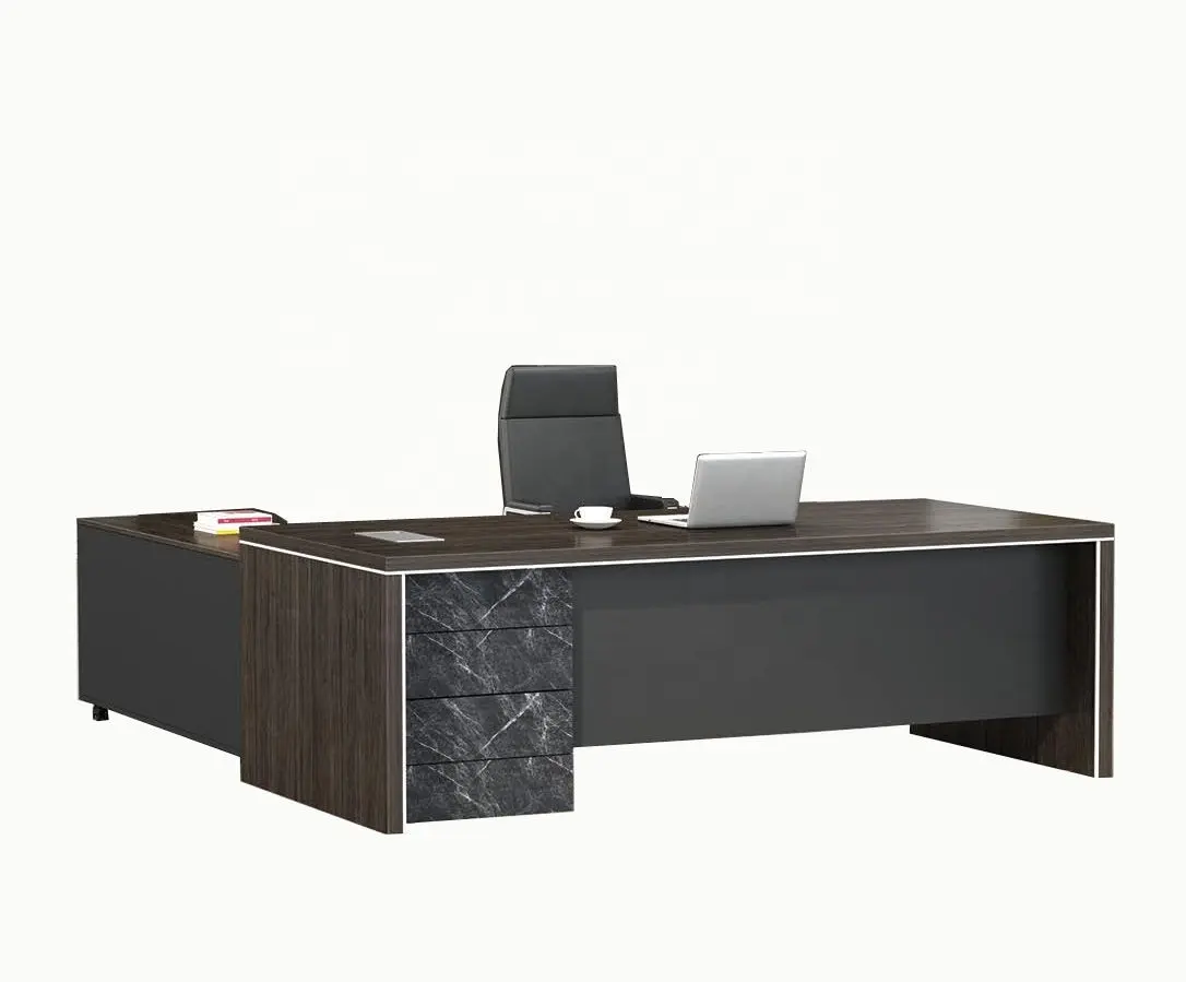 Yeni modern ofis mobilyaları ucuz fiyat MDF son tasarım yönetici masası L şekilli ofis masası