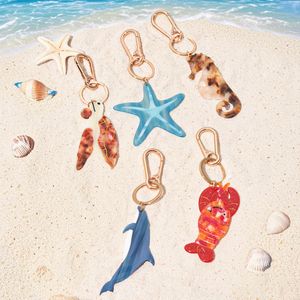 Xe ô tô Keychain độc đáo Acetate Sao Biển rùa cá ngựa cá voi sinh vật biển mở chai Keychain 2025 mới hợp thời trang phụ kiện - Product Image 1