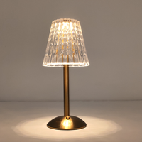 Lampe de table LED rechargeable en cristal, élégante, sans fil, à intensité variable, pour mariage, ambiance luxueuse, style rétro, tactile