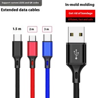 Alta calidad 0,25 M Nylon trenzado tipo C USB 2,0 Cable PVC 2.4A Cargador rápido para Samsung Compatible con ordenador de Material de cobre puro