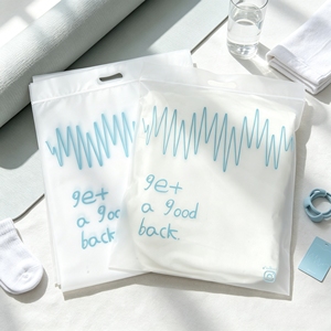 Custom Printed Frosted Matte Zipper Bag With Die Cut Handle, Plastic Ziplock Packaging Pouch For Clothing Apparel - Product Image 1