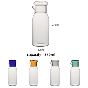 <span class=keywords><strong>Carafe</strong></span> en verre résistant à la chaleur de 850 ml, pichet à <span class=keywords><strong>eau</strong></span> en verre borosilicate de haute qualité avec couvercle coloré pour thé glacé, café - Product Image 6