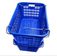 Caisse de rangement logistique empilable en plastique PE avec poignée en fer, maille perforée, recyclable et durable, 35L