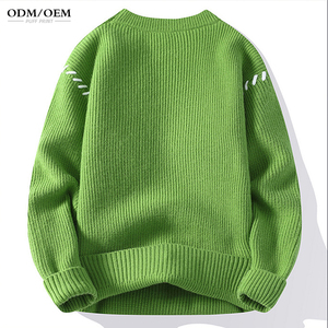 New Arrival Long Sleeve Cable <b>Knit</b> Crewneck Custom <b>Patterned</b> <b>Knitted</b> Sweater Men Winter Pullover - Product Image 4