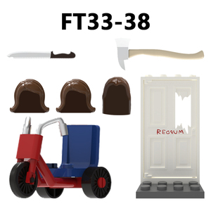 FT33-38 Les Mini Blocs de Construction du Film Le Démon du Bain : Scène de la Porte de la Salle de Bain des Frères et Sœurs Shining Jack, Wendy, <span class=keywords><strong>Danny</strong></span>, Grady - Jouets pour Enfants - Product Image 1