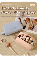 Pochette de maquillage portable et durable, grande, rembourrée, en velours côtelé, avec fermeture éclair, pour cosmétiques