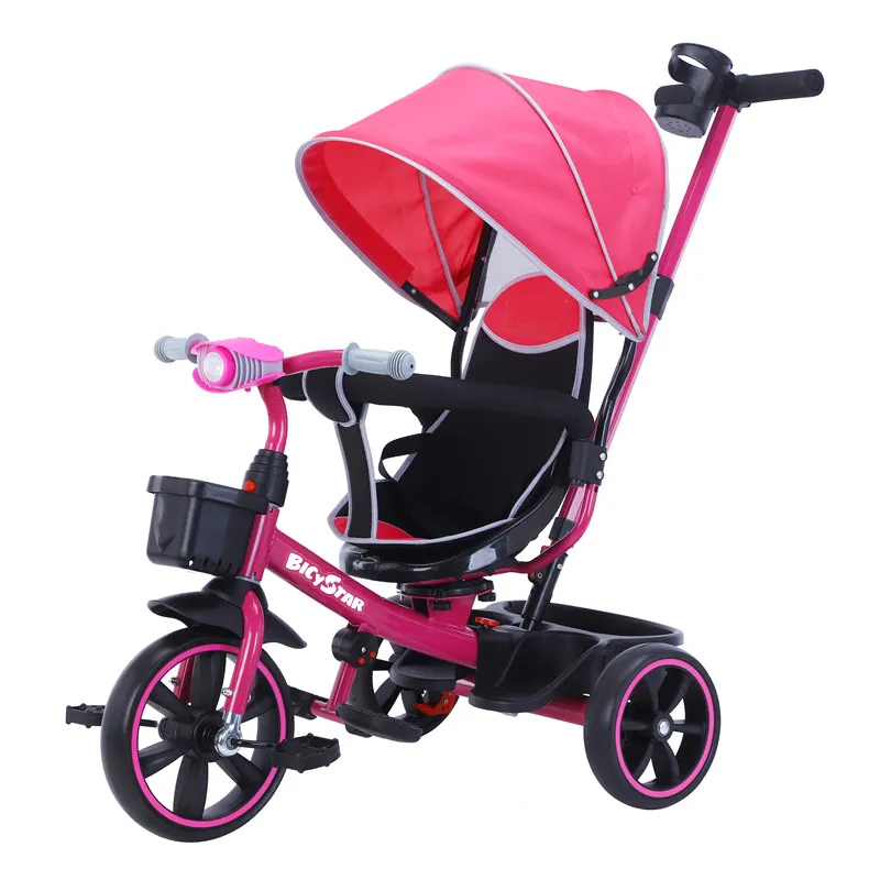 Hot ! 2024 Christmas present baby girl tricycle/Pink girls trikes with rubber wheels/little baby pink trike with umbrella