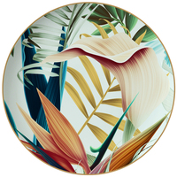 Produk Baru Laris Manis Spesial Unik Peralatan Makan Bone China Keramik Motif Daun Maple Set Piring Makan Bunga